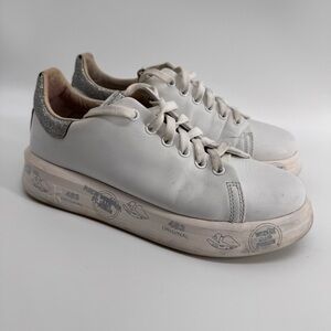 Premiata White Leather Sneakers 7.5